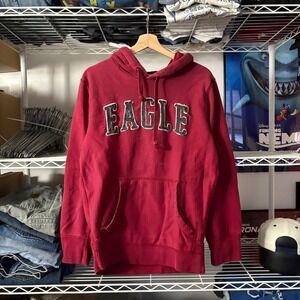 American Eagle Outfitters Mens Red Eagle Fleece Hoodie Sweatshirt Size S